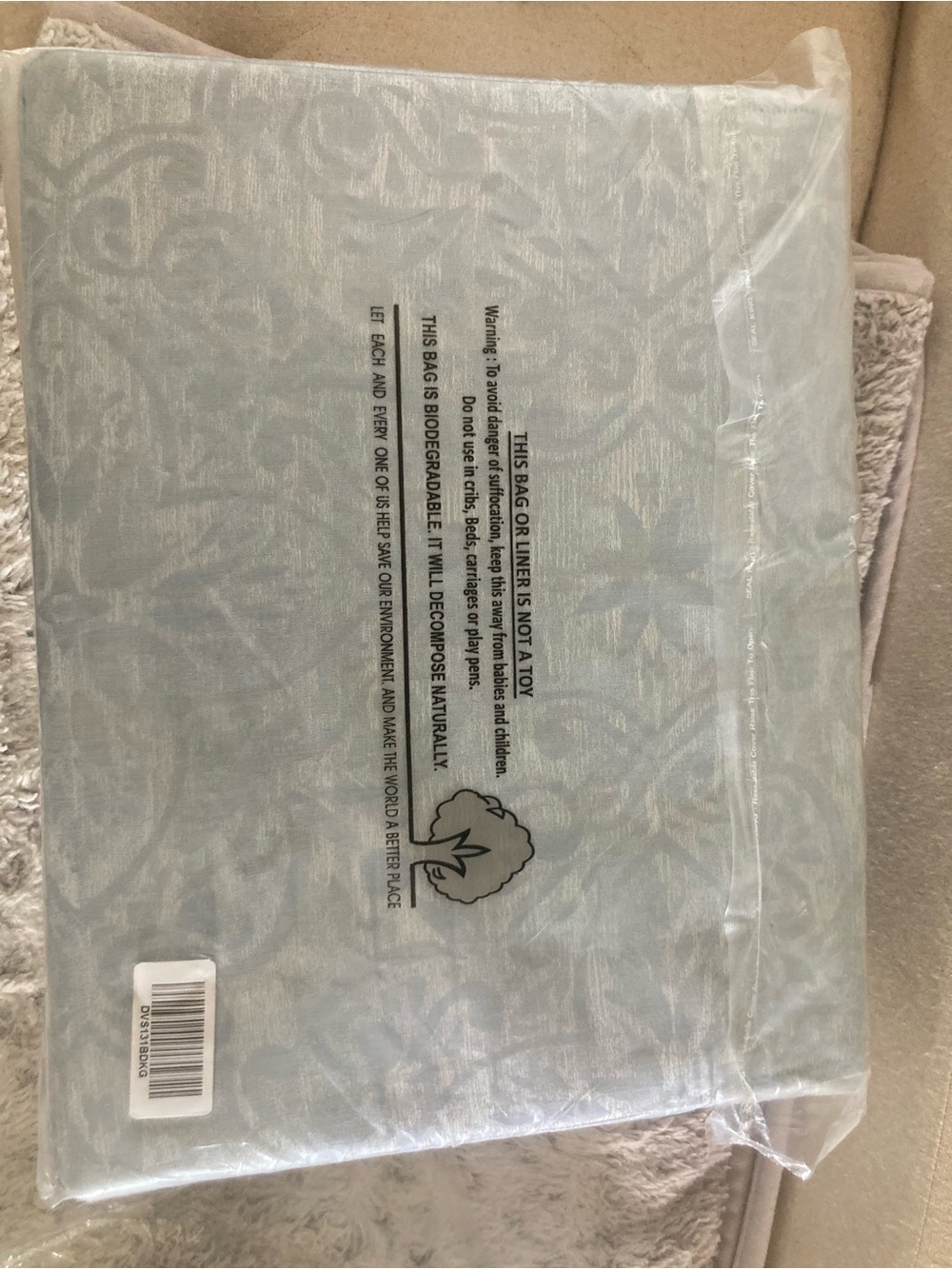 Linger Light Blue Decorative King Sheet set with Subtle Pattern - Picture 3 of 3